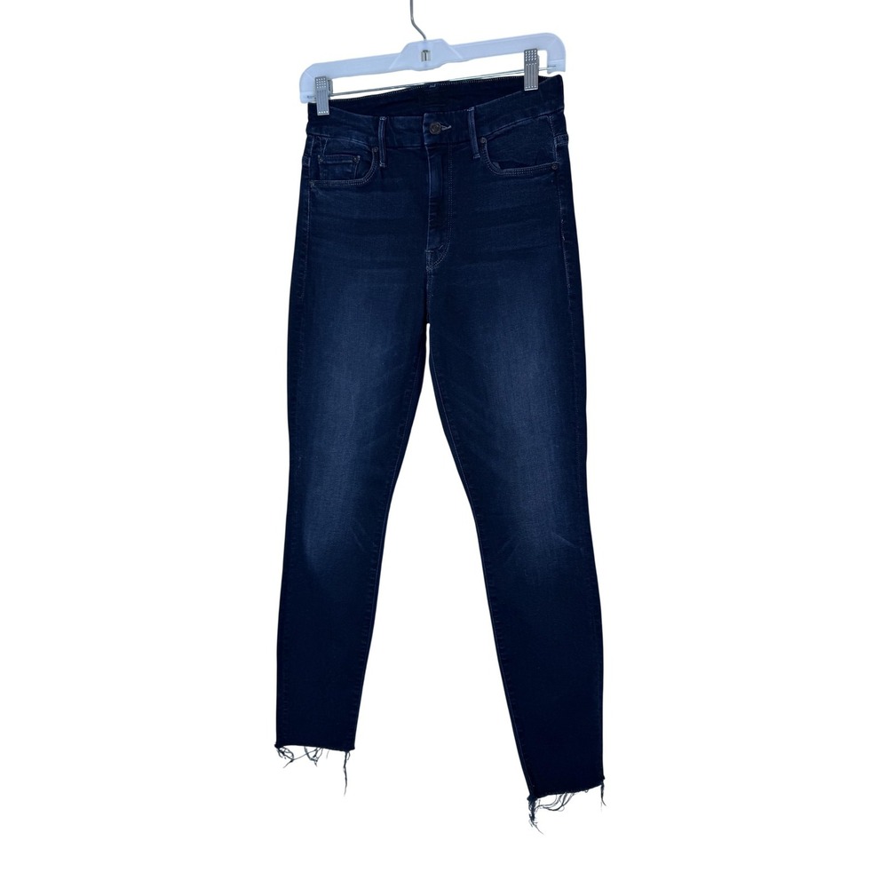 Mother High Waisted Looker Ankle Fray Jeans Womens 26 Blue Skinny Stretch USA